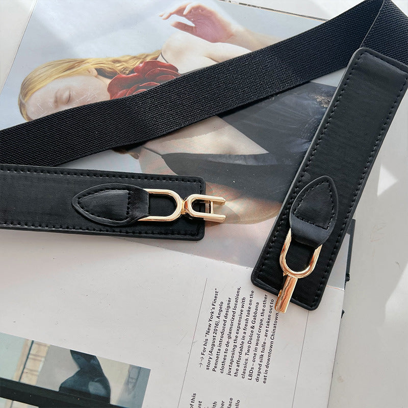 Black Belt Women's Dress Decoration Matching Blazer Slim Waist Cinch Casual - view 5