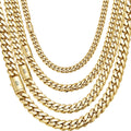 14K Vacuum Plated 304 Stainless Steel Thin Men's Necklace Stainless Steel Gold Buckle Smooth Surface Jewelry Accessories - front view
