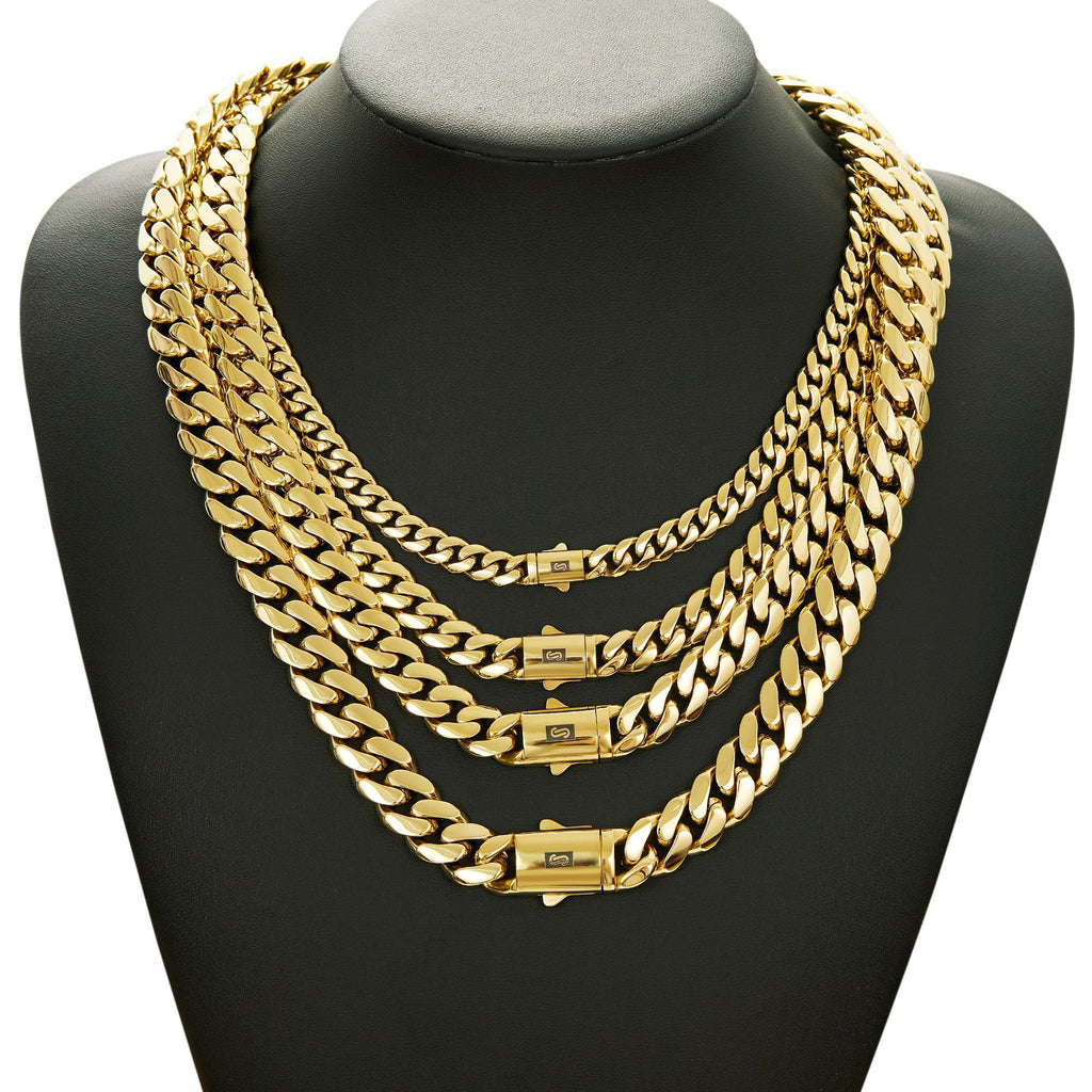 14K Vacuum Plated 304 Stainless Steel Thin Men's Necklace Stainless Steel Gold Buckle Smooth Surface Jewelry Accessories - view 2