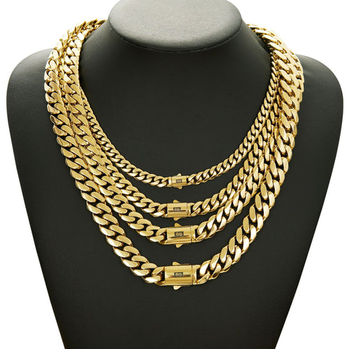 14K Vacuum Plated 304 Stainless Steel Thin Men's Necklace Stainless Steel Gold Buckle Smooth Surface Jewelry Accessories - view 2