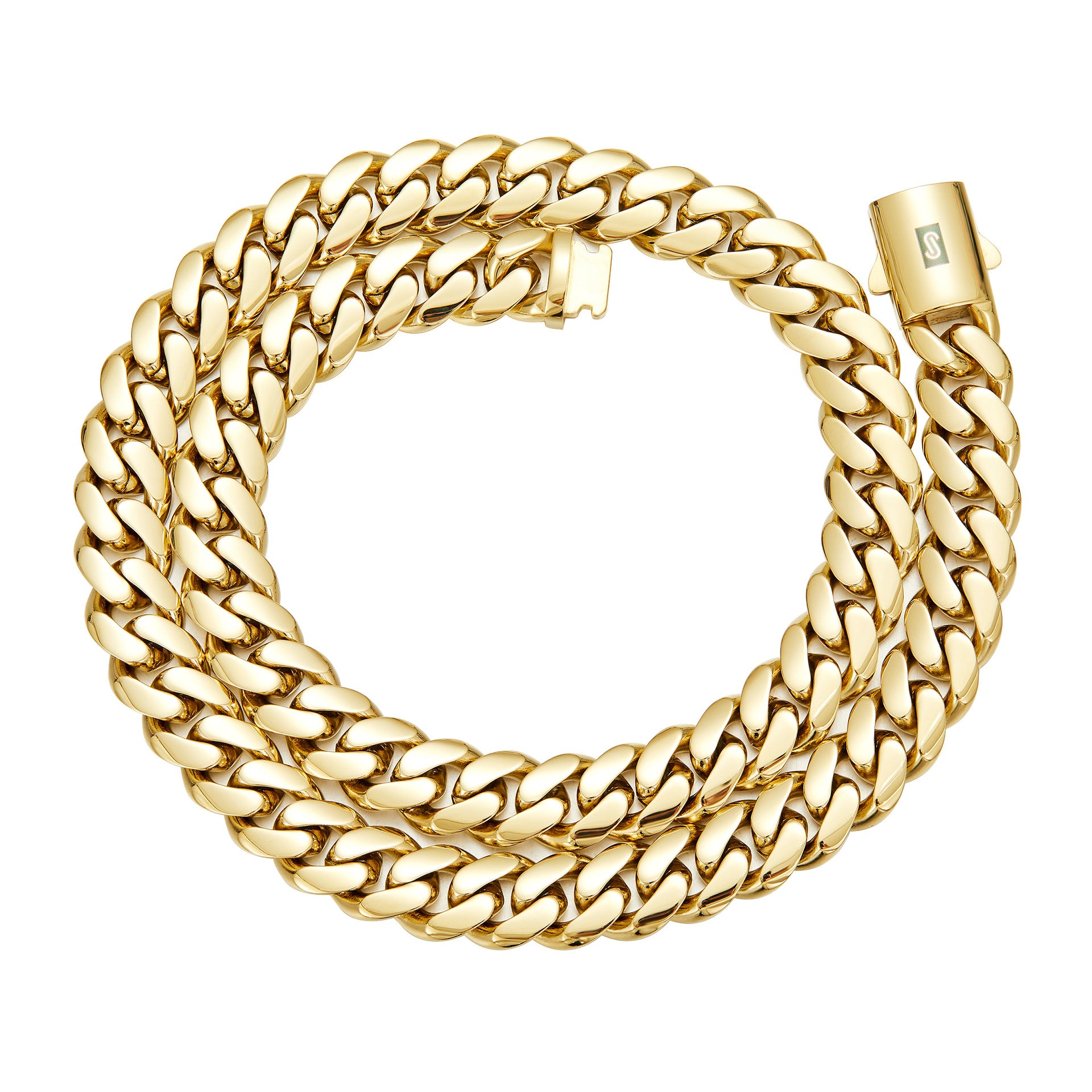 14K Vacuum Plated 304 Stainless Steel Thin Men's Necklace Stainless Steel Gold Buckle Smooth Surface Jewelry Accessories - view 5