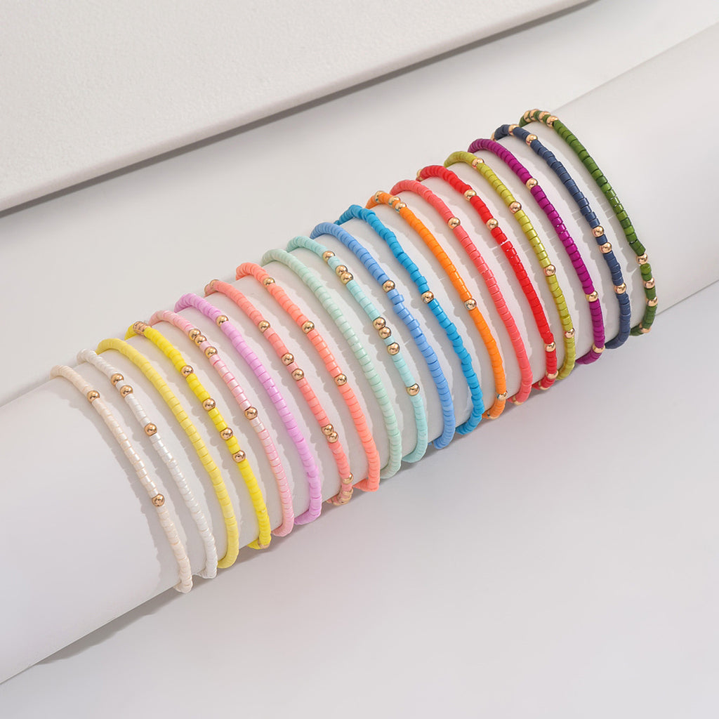 Colorful Bohemian Beaded Bracelet Trendy Beach Vacation Fashion CCB Spacer Beads Handmade Jewelry Geometry - view 3