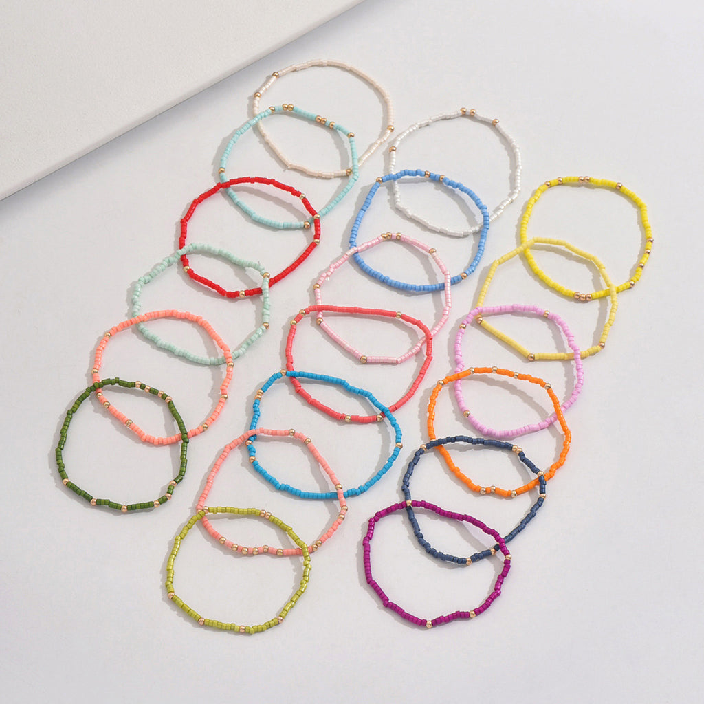 Colorful Bohemian Beaded Bracelet Trendy Beach Vacation Fashion CCB Spacer Beads Handmade Jewelry Geometry - view 4