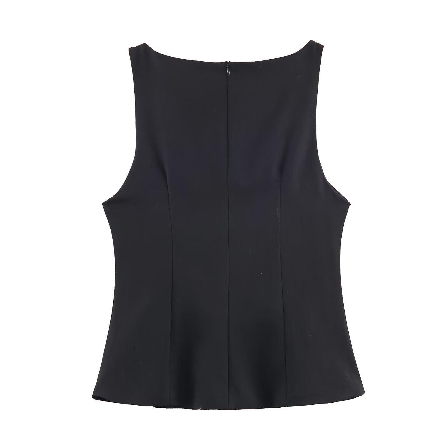 Simple Jewelry Button Women's Top Short Polyester Fabric Summer Date Night Set - view 3