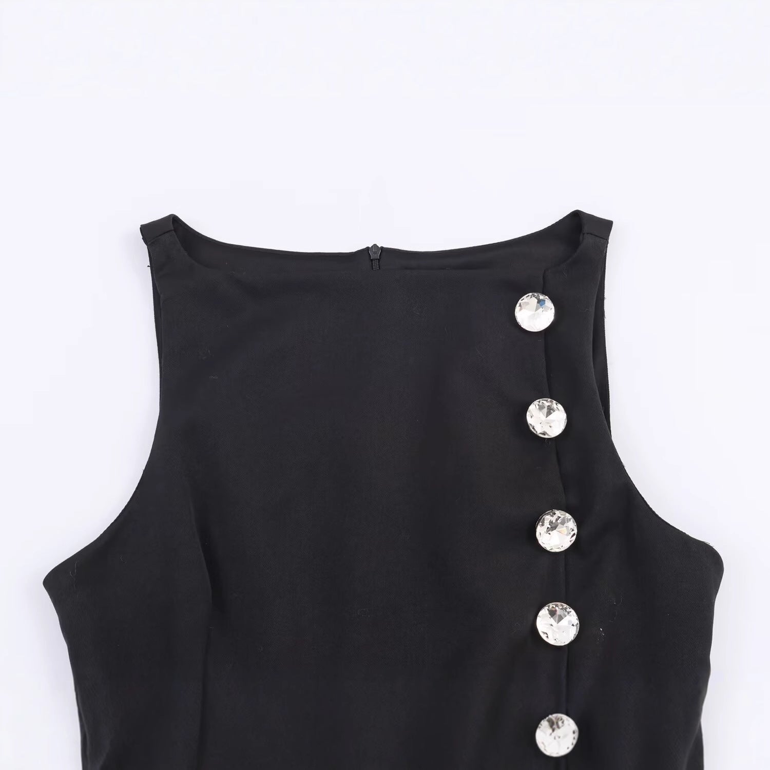 Simple Jewelry Button Women's Top Short Polyester Fabric Summer Date Night Set - view 4