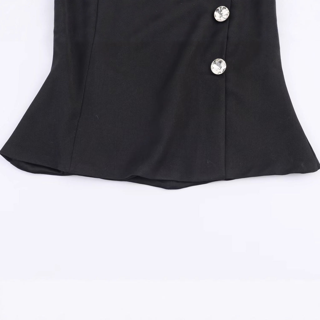 Simple Jewelry Button Women's Top Short Polyester Fabric Summer Date Night Set - view 5