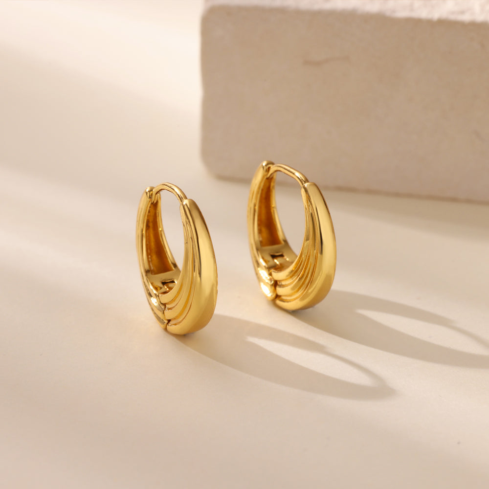 Geometric Three-dimensional Earrings For Women, 304 Stainless Steel With 18K Real Gold Plated PVD Coating 0.03µm Featuring Zircon Inlay - view 6