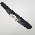 Leaf Elastic Waistband Women's Dress Slim Fit Alloy Jewelry Accessories - front view