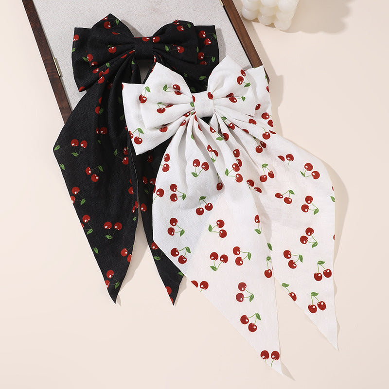 Large Bow Long Tassel Hair Clip Spring Clip Women's Top Clip Hair Accessory Fabric Suitable For All Seasons - view 2