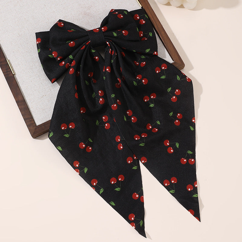Large Bow Long Tassel Hair Clip Spring Clip Women's Top Clip Hair Accessory Fabric Suitable For All Seasons - view 3