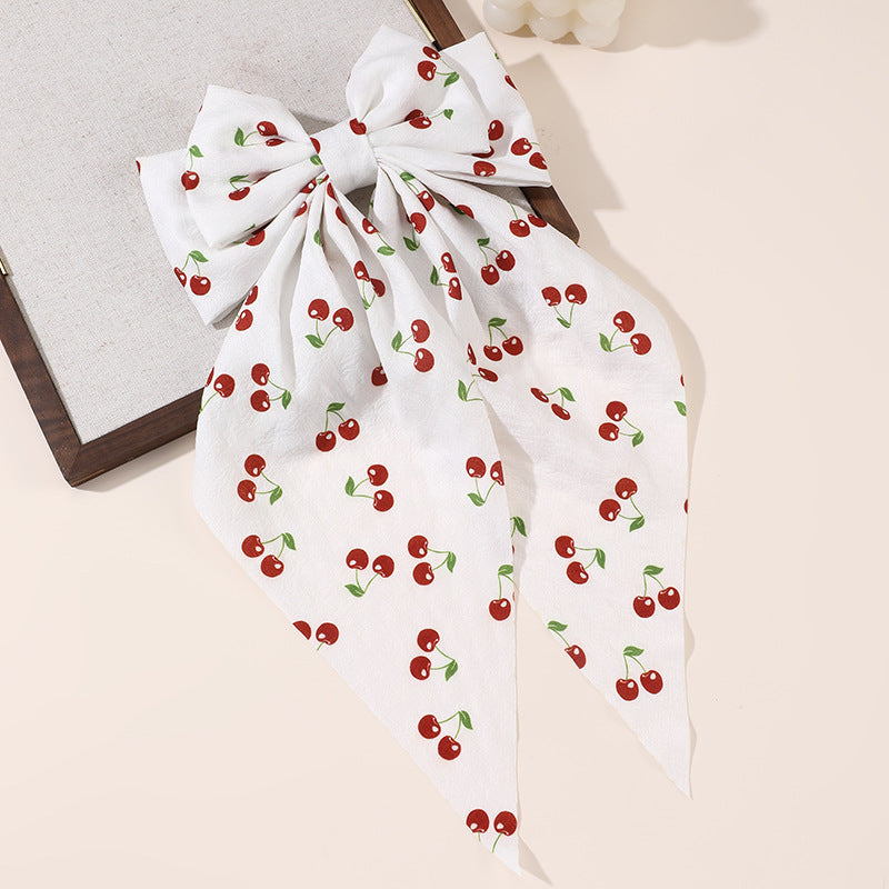 Large Bow Long Tassel Hair Clip Spring Clip Women's Top Clip Hair Accessory Fabric Suitable For All Seasons - view 4