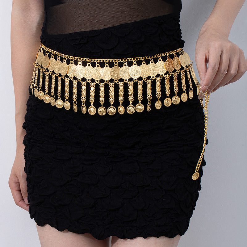 Bohemian Adjustable Metal Tassel Waist Chain Women's Dress Belt Ethnic Accessories Unisex - view 2