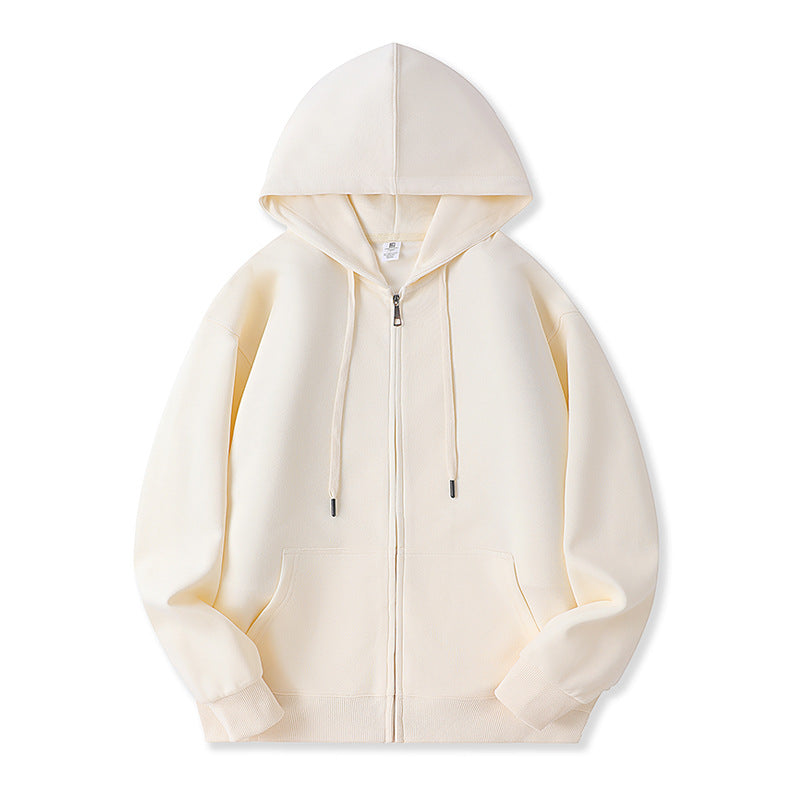 Trendy 682 Style Adult Cotton 300g Shoulder Drop Zipper Hoodie Casual Warm Sweatshirt Solid Color Sportswear Men's Hoodie - view 5
