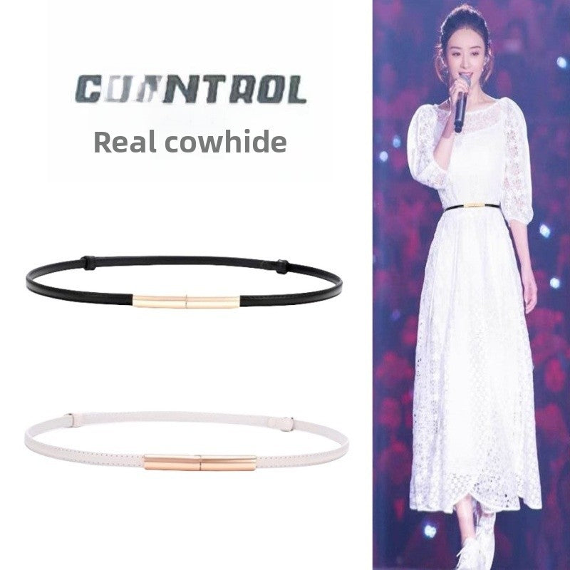 Adjustable Thin Belt For Women's Dress, Matching Belt For Dresses, Business Basic Set - view 3