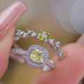 Green Olive Zircon Open Ring Set Full Diamond Women's Ring Copper Material Pendant Ring - front view