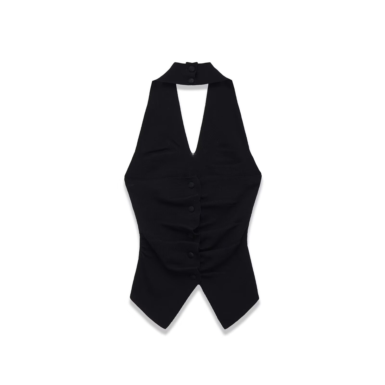 Casual Knitted Women's Top With Folded Collar, Short Style, Slim Fit, Summer European Vest - view 2