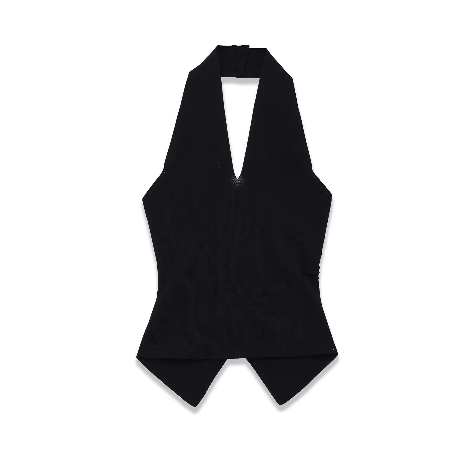 Casual Knitted Women's Top With Folded Collar, Short Style, Slim Fit, Summer European Vest - view 3