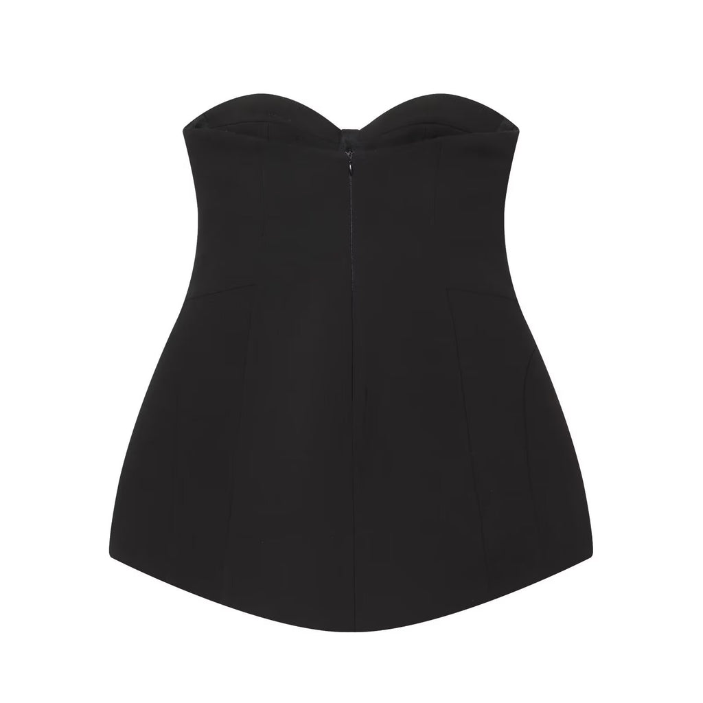 Floral Strapless Dress Color Block Knee-Length Polyester Women's Dress - view 3