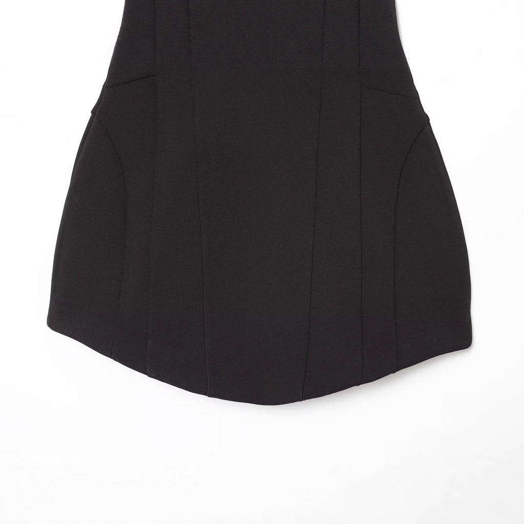 Floral Strapless Dress Color Block Knee-Length Polyester Women's Dress - view 5