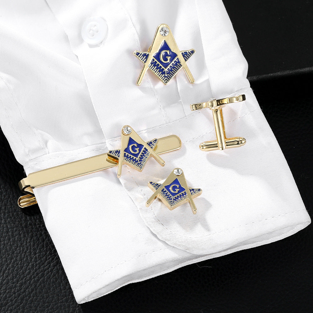 Men's Shirt Cufflinks Decorative Tie And Shirt Collar Pin Business Alloy Geometry - front view