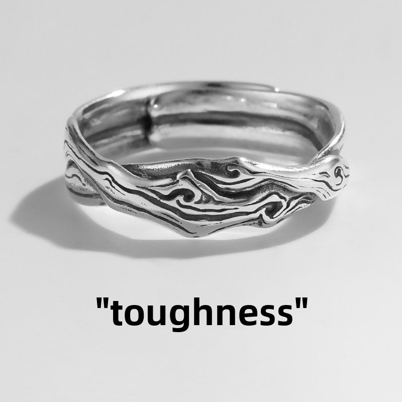 Vintage Anti-Taiwan Silver Men's Ring Trendy Stackable Open Ring Single Men's Ring Self-Discipline Ring - view 2