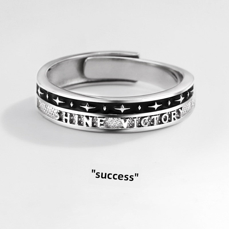 Vintage Anti-Taiwan Silver Men's Ring Trendy Stackable Open Ring Single Men's Ring Self-Discipline Ring - view 3