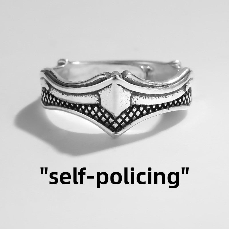 Vintage Anti-Taiwan Silver Men's Ring Trendy Stackable Open Ring Single Men's Ring Self-Discipline Ring - view 4