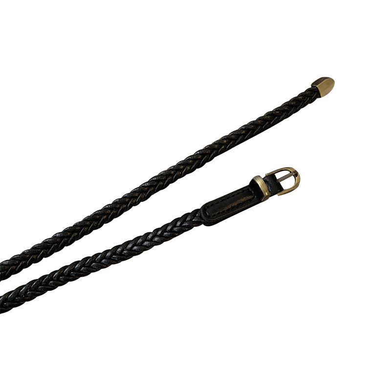 Woven Belt For Women Dress Coat Slim Fit Simple Decorative Thin Belt - view 5