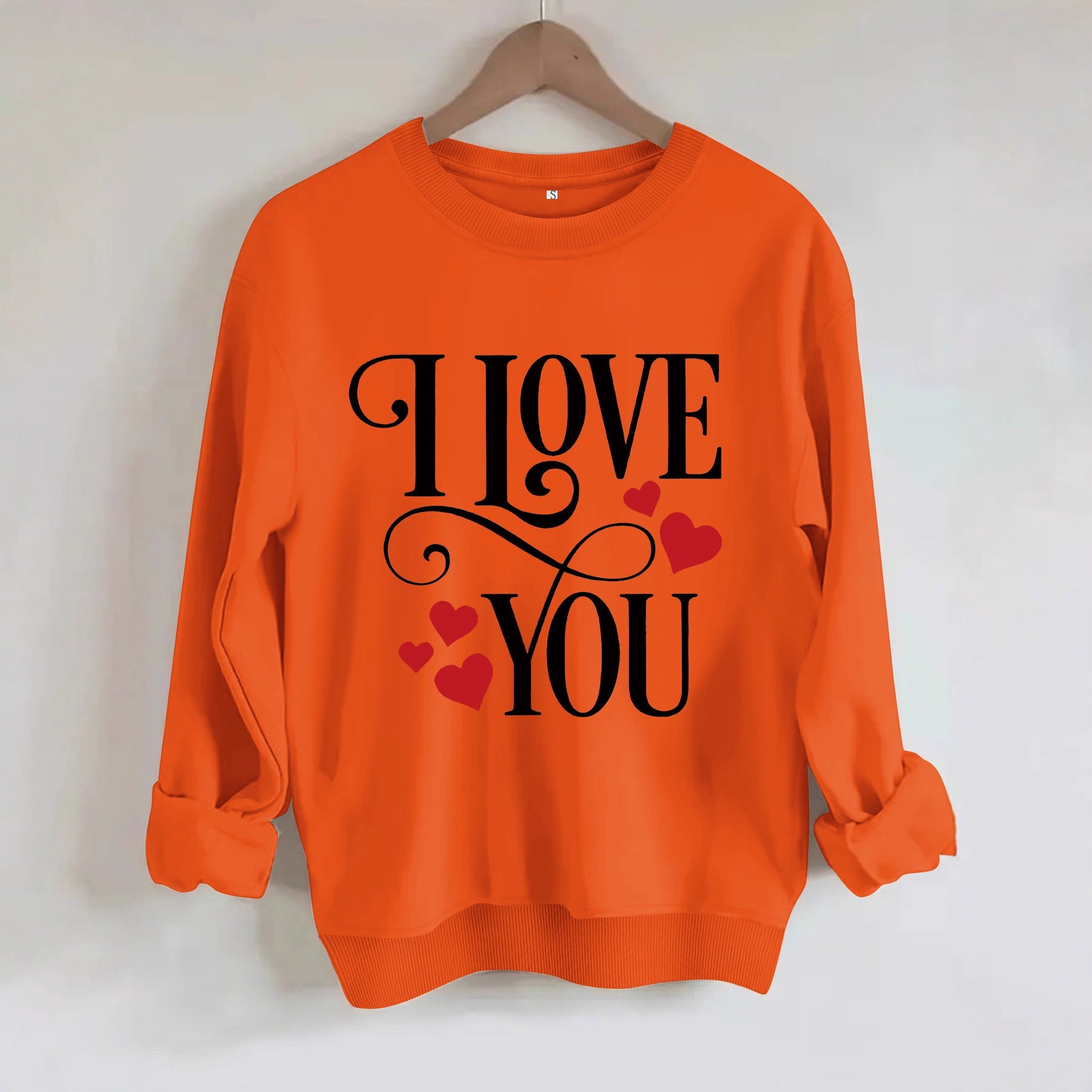 Valentine's Day Letter Print Round Neck Long Sleeve Sweatshirt Casual Women's Top Polyester Spandex Street Style - view 3