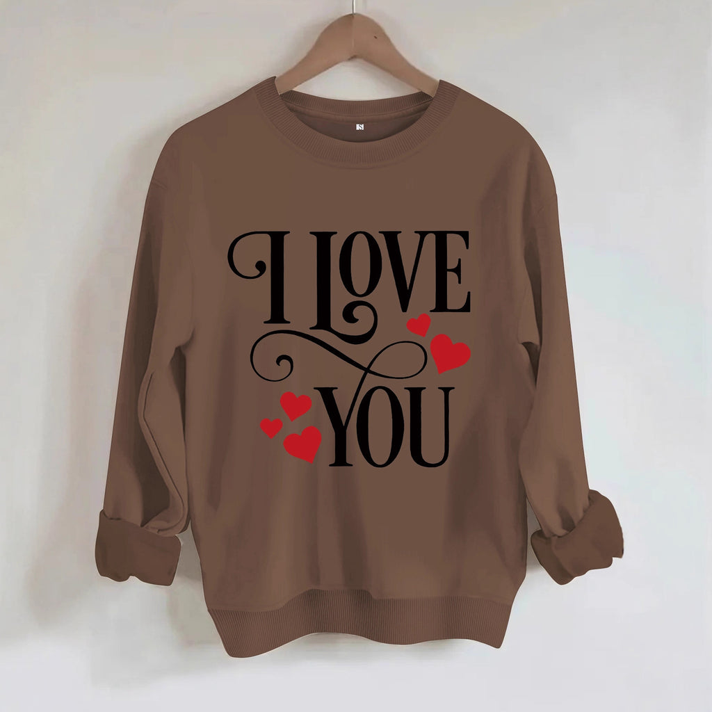 Valentine's Day Letter Print Round Neck Long Sleeve Sweatshirt Casual Women's Top Polyester Spandex Street Style - view 4