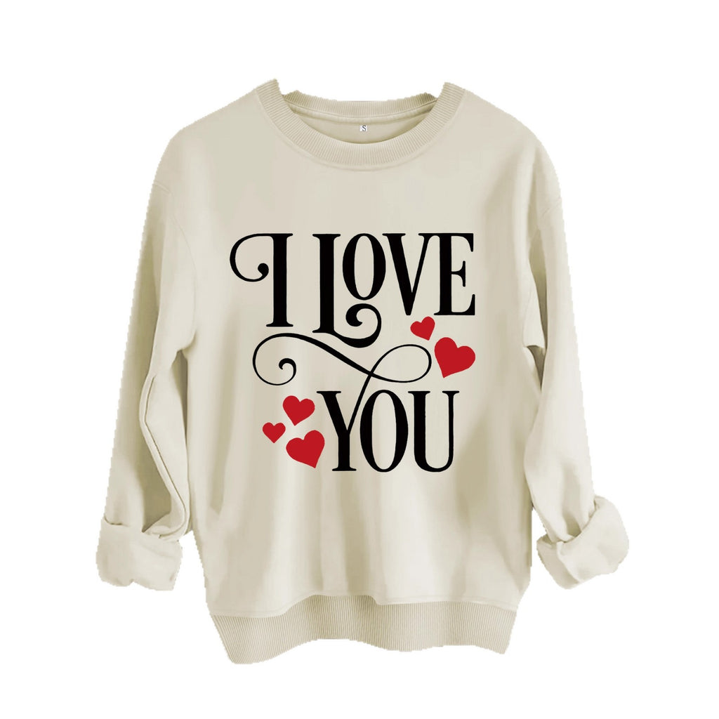 Valentine's Day Letter Print Round Neck Long Sleeve Sweatshirt Casual Women's Top Polyester Spandex Street Style - view 5
