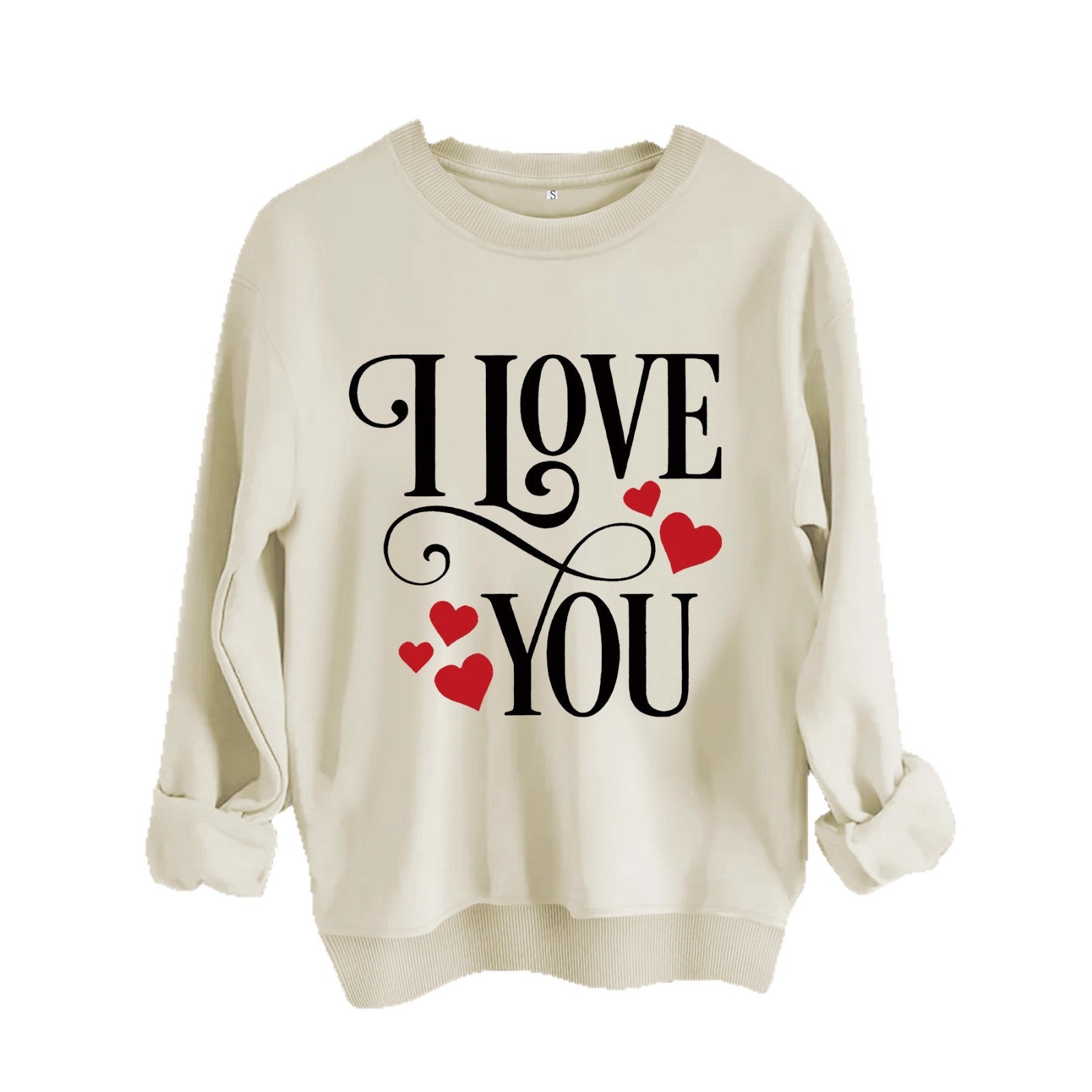 Valentine's Day Letter Print Round Neck Long Sleeve Sweatshirt Casual Women's Top Polyester Spandex Street Style - view 5