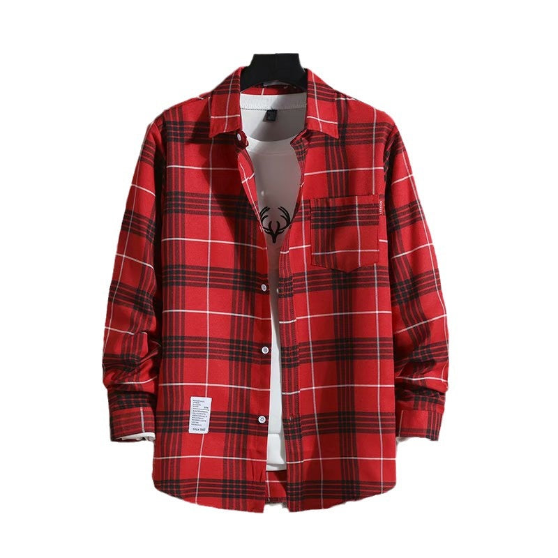 Casual Long Sleeve Plaid Men's Shirt Trendy Spring Autumn Brand Hong Kong  Workwear - view 5