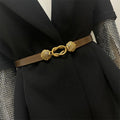Universal Retro Waist Accessory For Women, Thin Belt, Genuine Leather Waistband, Women's Dress Accessory - front view