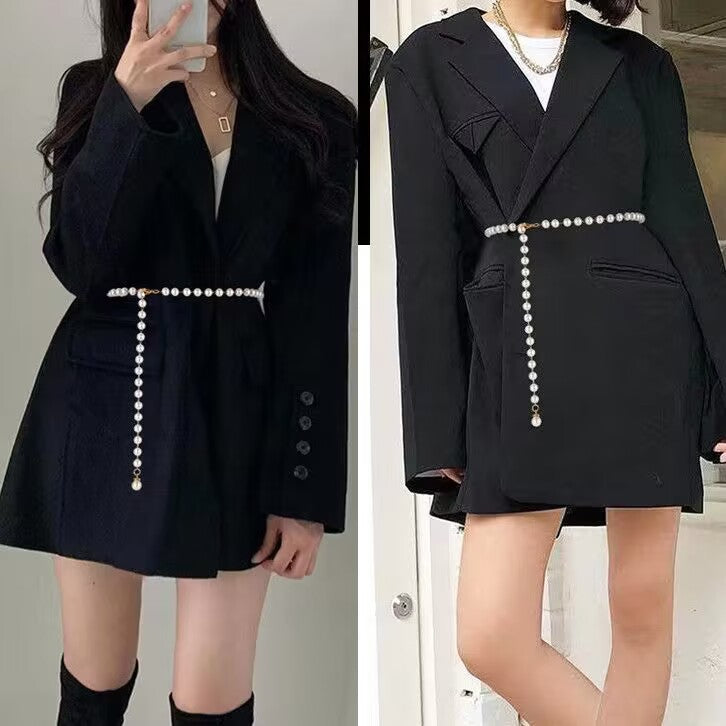 Simple Retro Imitation Pearl Single Layer Waist Chain Sexy Women's Dress Accessory - view 3