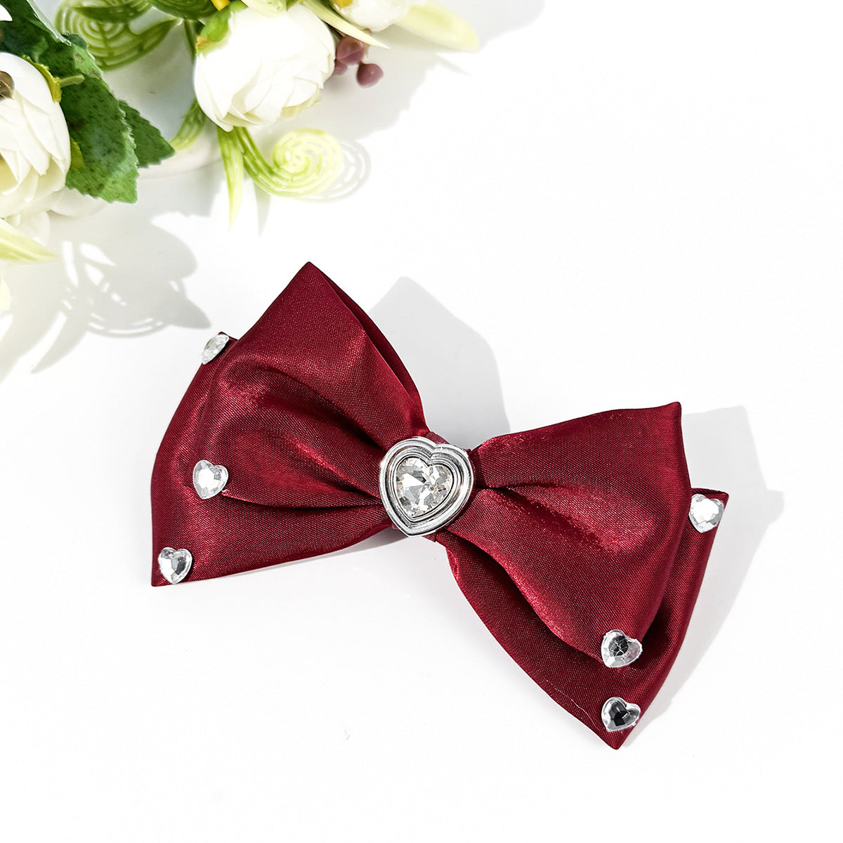 Satin Hair Clip Bow Diamond Heart-Shaped Women's Top Hair Accessory - view 3