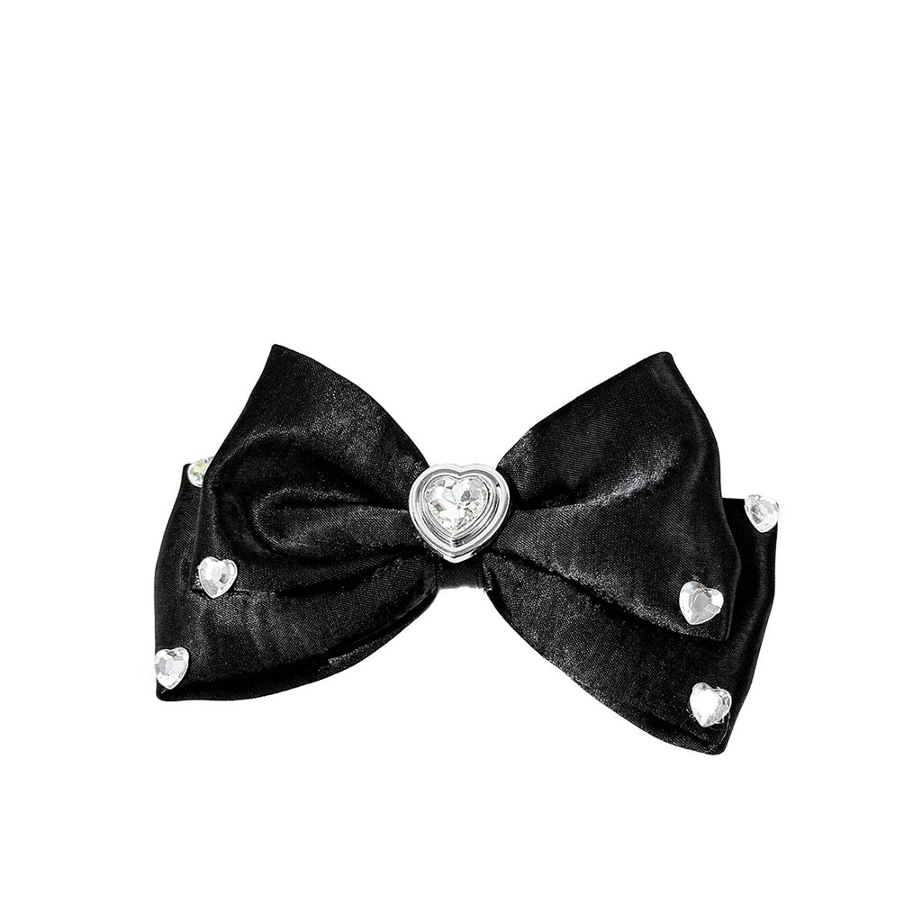 Satin Hair Clip Bow Diamond Heart-Shaped Women's Top Hair Accessory - view 5