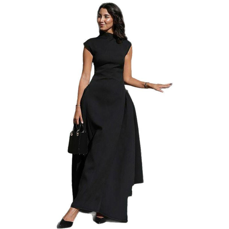 Solid Color Long Sleeveless Ruched Women's Dress European Autumn Slim Wedding Dress - view 5