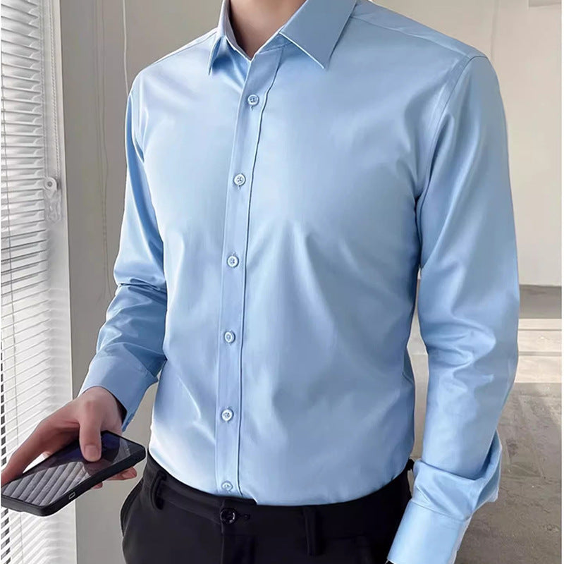 Warm Casual Long Sleeve Men's Shirt Formal Business Autumn Winter Middle-aged Men's White Shirt Polyester Cotton Blend - view 2