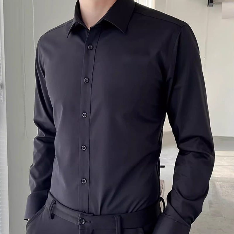 Warm Casual Long Sleeve Men's Shirt Formal Business Autumn Winter Middle-aged Men's White Shirt Polyester Cotton Blend - view 3