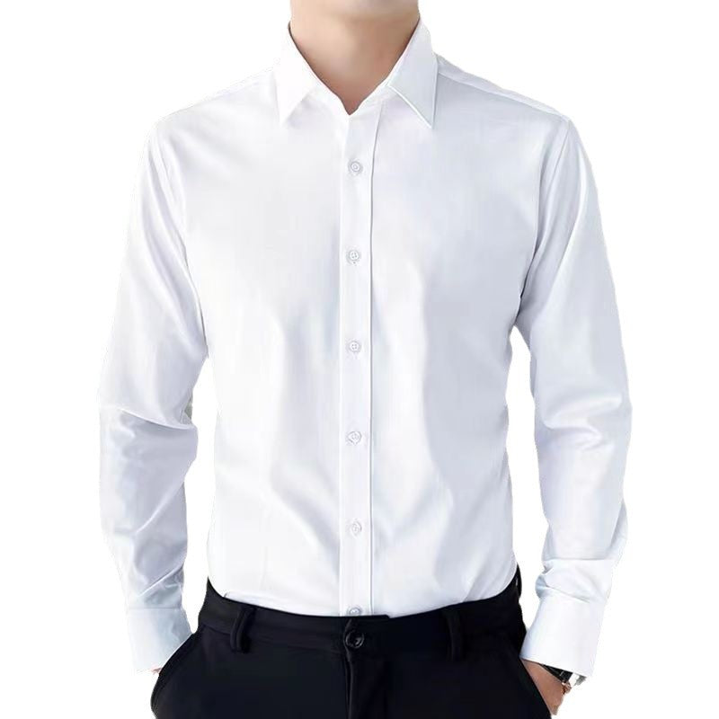 Warm Casual Long Sleeve Men's Shirt Formal Business Autumn Winter Middle-aged Men's White Shirt Polyester Cotton Blend - view 4