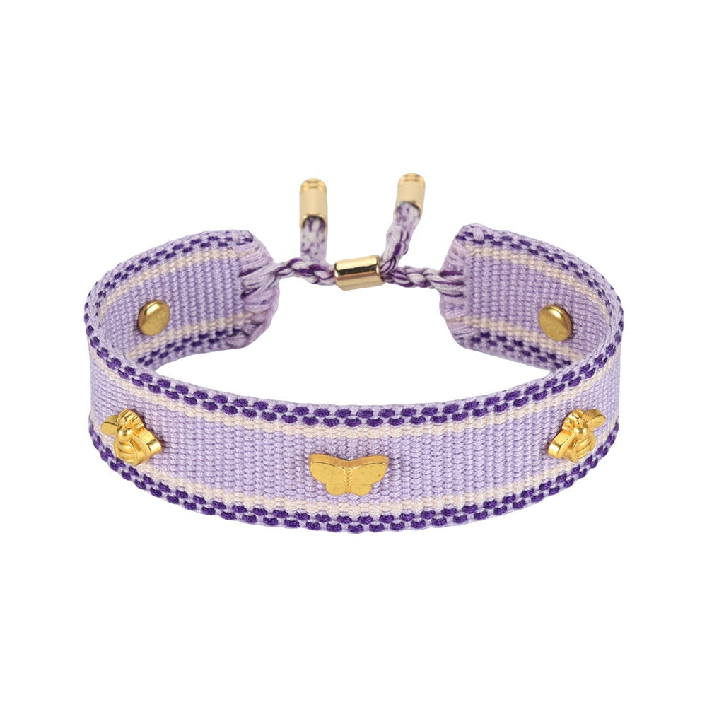 Handmade Butterfly Alloy Adjustable Tassel Bracelet For Women European Braided Rope Bracelet - view 5