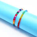 Bohemian Style Handmade Beaded Bracelet Set For Women Colorful Woven Bracelets Geometric Pattern Fabric Unisex Bracelets - front view