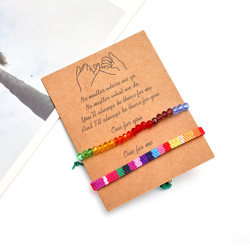 Bohemian Style Handmade Beaded Bracelet Set For Women Colorful Woven Bracelets Geometric Pattern Fabric Unisex Bracelets - view 3