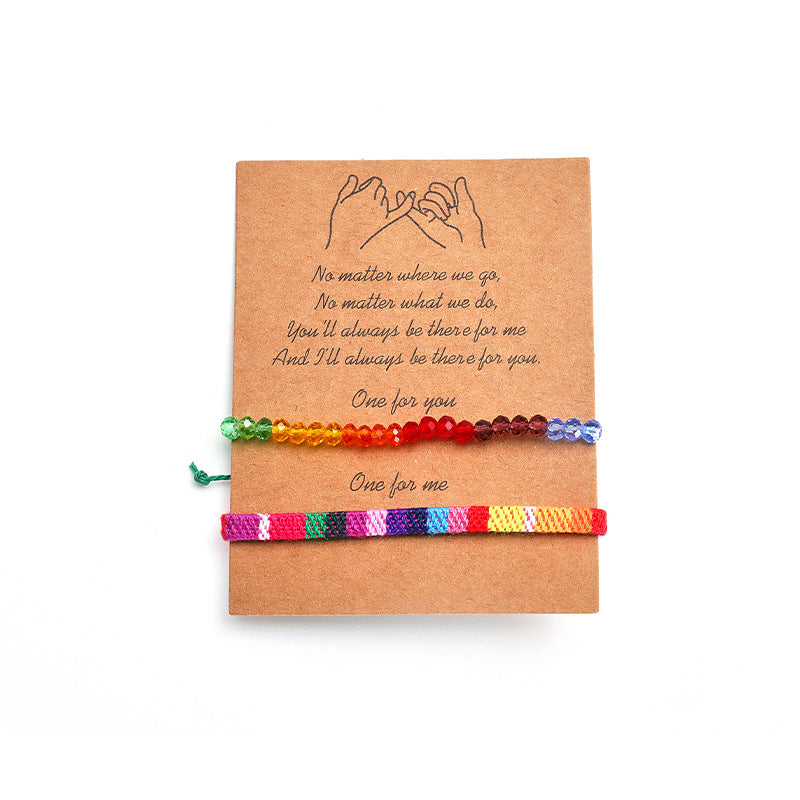 Bohemian Style Handmade Beaded Bracelet Set For Women Colorful Woven Bracelets Geometric Pattern Fabric Unisex Bracelets - view 2