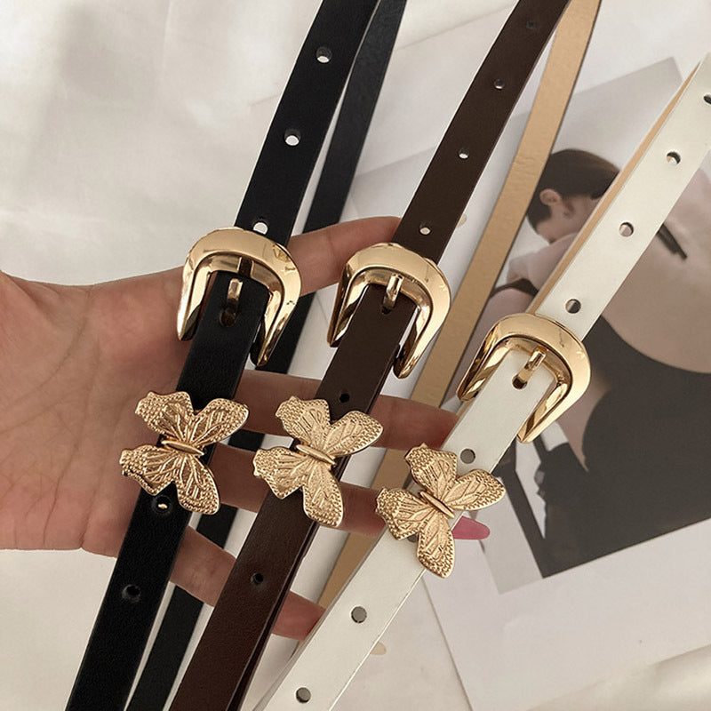 Gold Butterfly Belt Women's Dress Retro Waist Accessory Design Slim Belt Essential - view 2