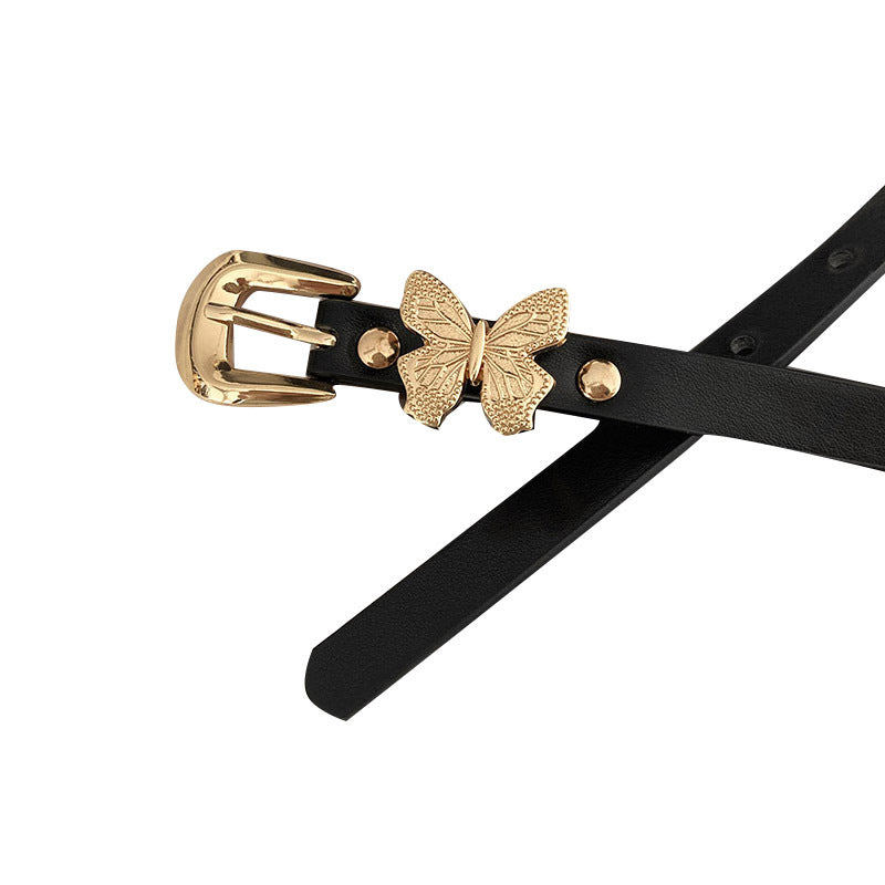 Gold Butterfly Belt Women's Dress Retro Waist Accessory Design Slim Belt Essential - view 5