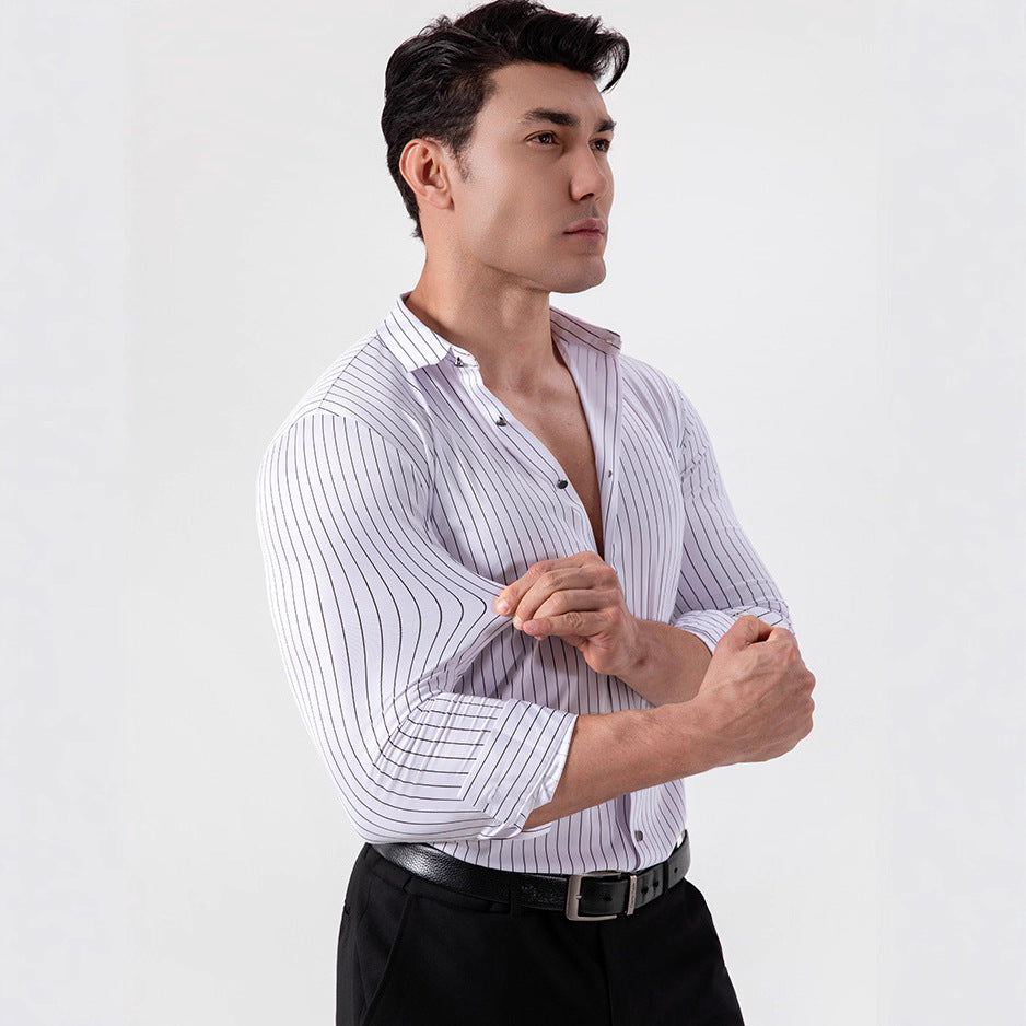 Stripe Men's Shirt Featuring Classic Design In Comfortable Fabric - view 3