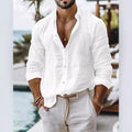 Men's Shirt In Cotton Blend Fabric Featuring Long Sleeves For Comfortable Wear - front view