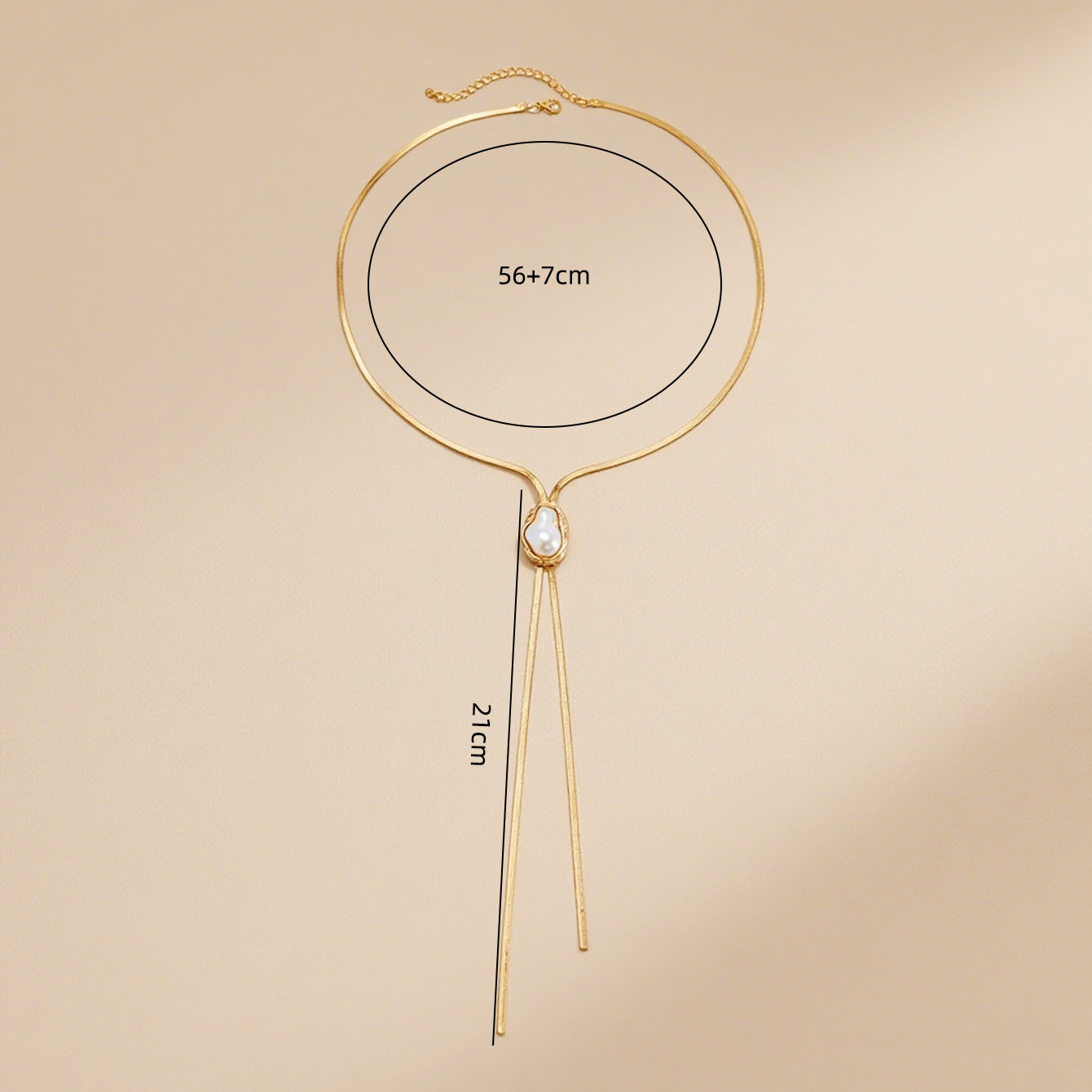 For Golden Alloy Y-Necklace Lariat Necklace With Snake Chain - view 3